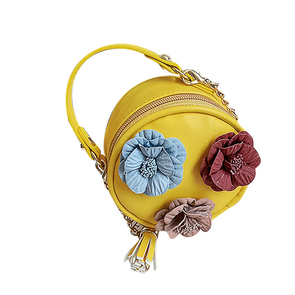 Yellow OCARDIAN, женские сумки, цветы, кожа, круговая сумка, цветы, TasselsHandbagPU кожа, сумка через плечо, Женская Мини сумка через плечо 932030 - Цвет: Yellow