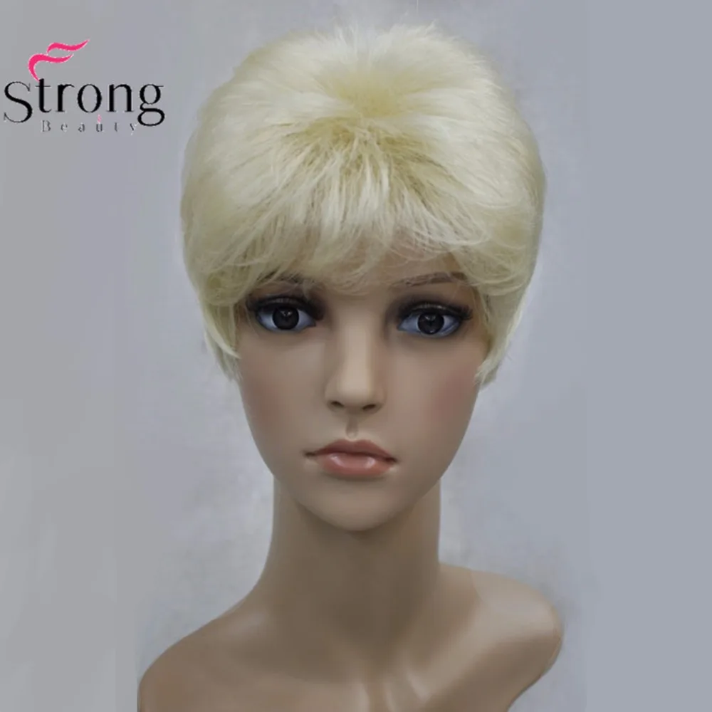 StrongBeauty женский синтетический парик черный/Блонд короткие прямые волосы натуральные парики