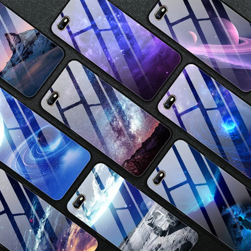 

For Coque Oppo A1k Case Tempered Glass Planet Space Cover Glass Back Case for Oppo A1k Coque Shell For Oppo A1k A1 k A 1k Cover