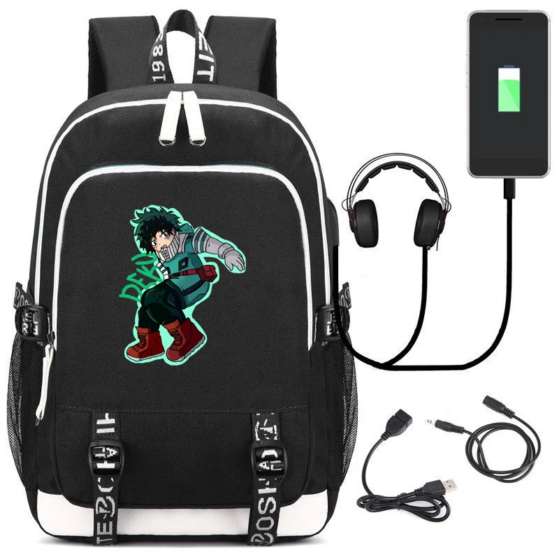 Рюкзак для ноутбука с зарядкой через usb для ноутбука My Hero Academy школьная сумка в стиле аниме рюкзак дорожный рюкзак - Цвет: YW 12