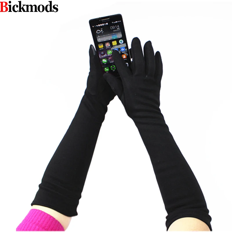 

Long Cotton Knitted Gloves Women's Touch Screen Elastic Button Type Soft Velvet Lining Warm Autumn and Winter Arm Sleeves