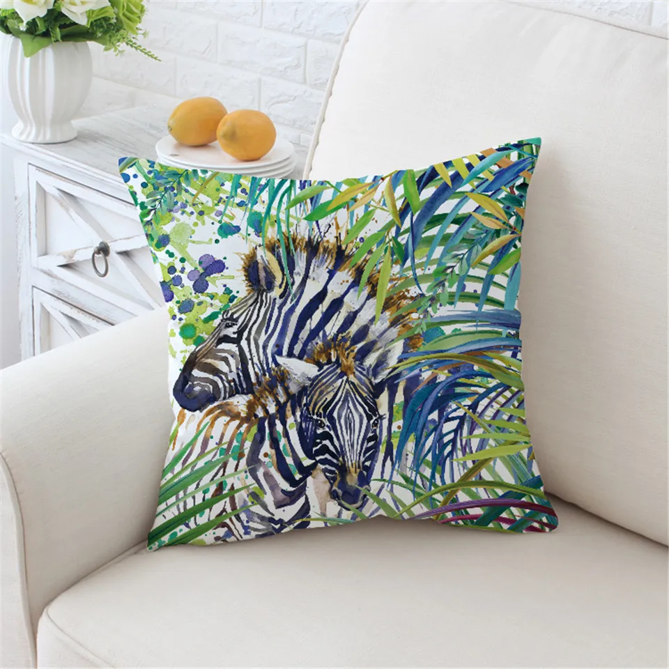 BeddingOutlet Safari Zebra Cushion Cover Animal Pillow Case Bat Watercolor Printed Throw Rainbow Covers Home Decor|Наволочки| |
