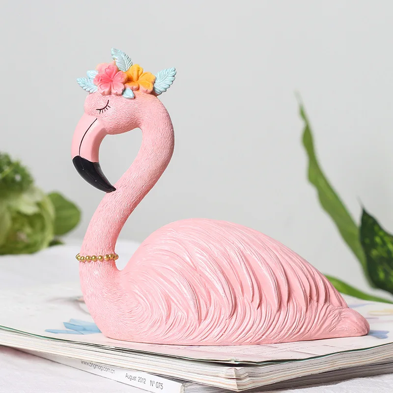 Современные художественные статуэтки миниатюрные розовые Фламинго сладкие