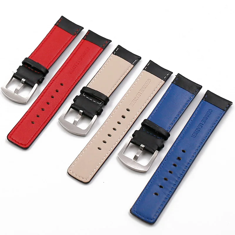 Leather strap men's watch accessories pin buckle 22mm24mm outdoor sports waterproof sweat-proof leather strap women watch band