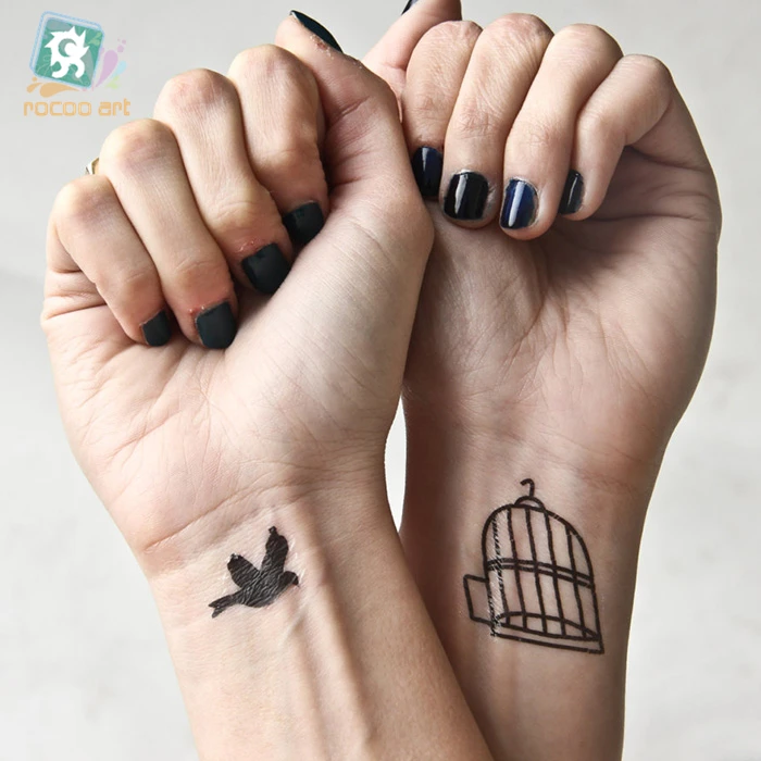 HC 60/водостойкая поддельная тату наклейка s Lovers Arm Fake Tatoo Birds Cage шаблон дизайн