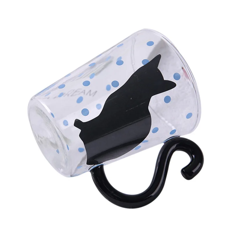 C Hoomall мультфильм котенок стеклянная кружка чашка с ручкой кофейная чашка милый кот прозрачный фруктовый сок стакан для напитков для дома и офиса - Цвет: C