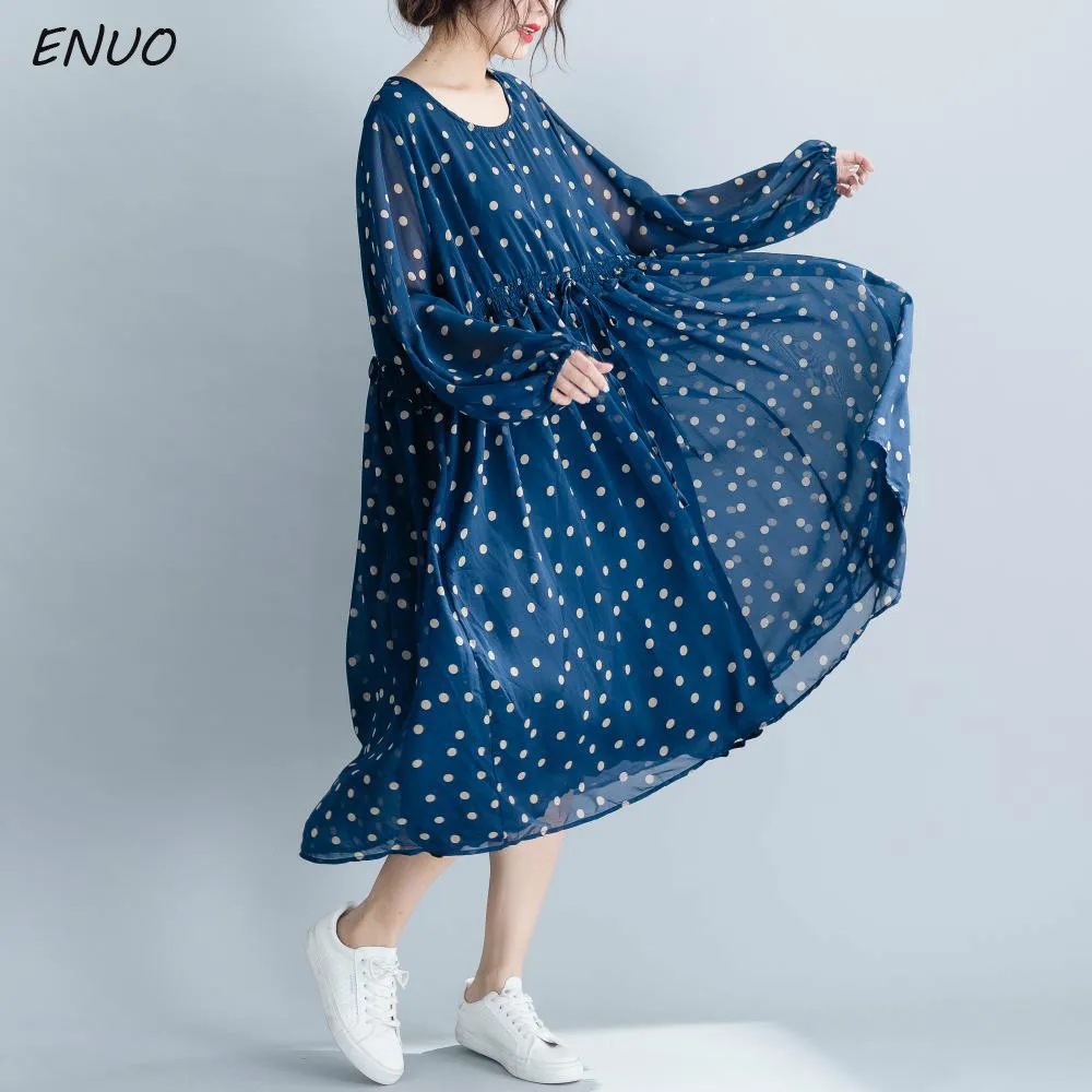 Женское пляжное шифоновое платье на весну и лето Повседневное в горошек с