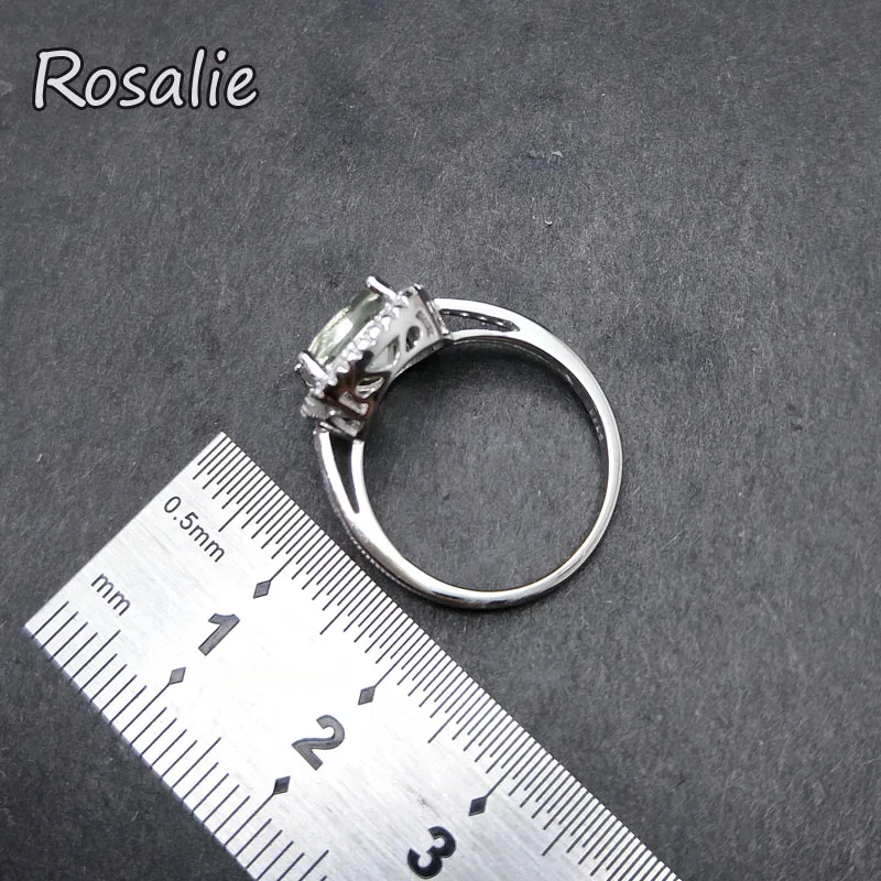 Розали классическое кольцо с 100% натуральный зеленый аметист подушки 8 мм