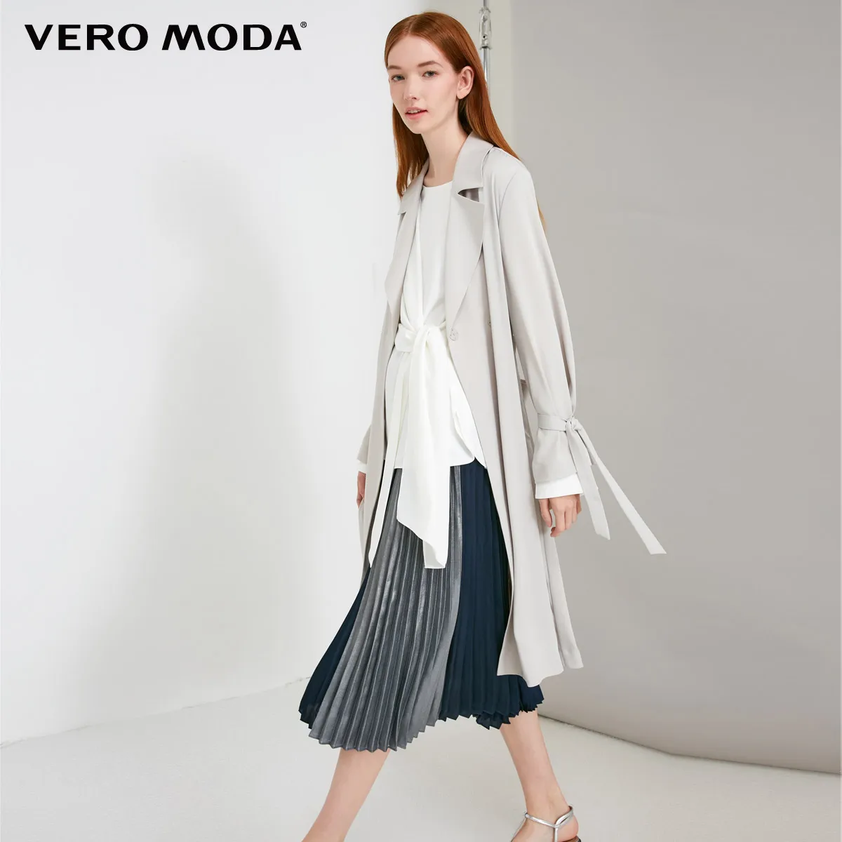 Vero Moda женский лацкан на шнуровке скрытые пуговицы длинный ветровка | 318321540 - Цвет: Vapor grey