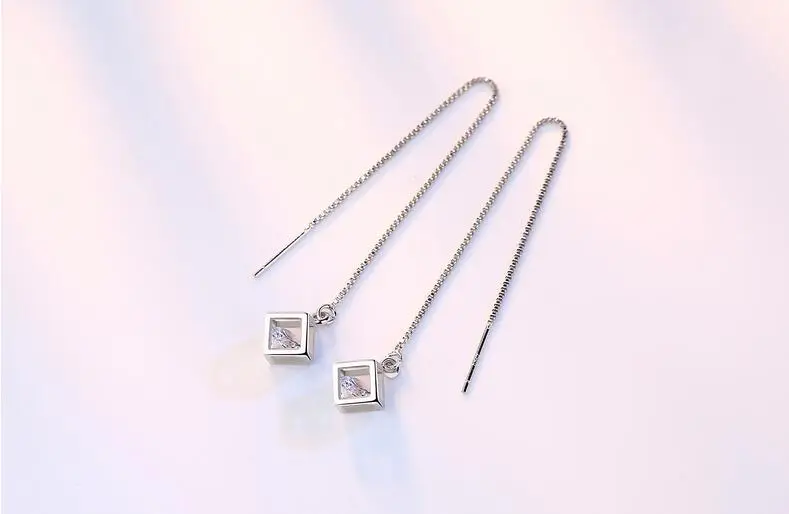 Женские серьги подвески из серебра 2017 пробы с фианитом|925 sterling|drop earringsearrings style |