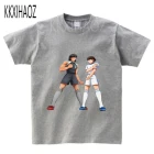 Летняя детская футболка для мальчиков, с принтом капитана цубасы, с короткими рукавами, из хлопка, с круглым вырезом, 2020