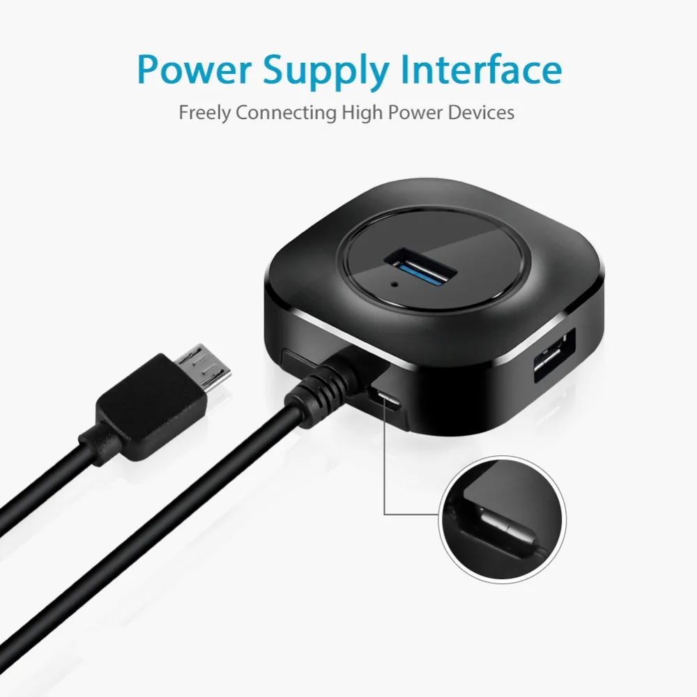 KuWfi USB 3.0Hub Многофункциональный сплиттер с интерфейсом питания 4 порта адаптер
