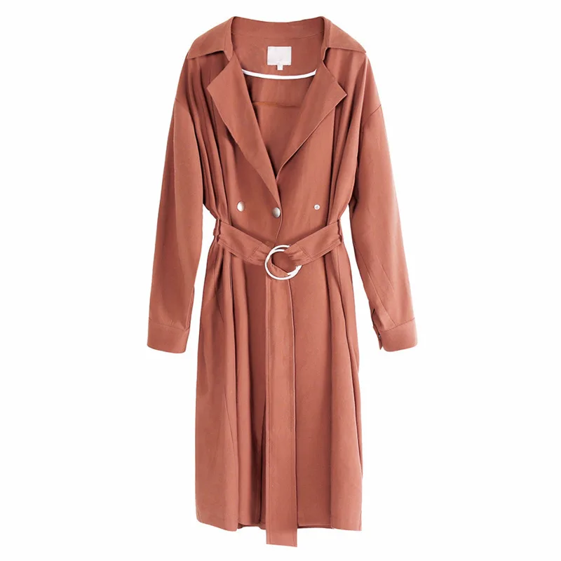 2019 new Korean Fashion Clothing New Khaki Trench Coat For Women Windbreaker Autumn Winter Clothes Slim Elegant Overcoat J048 | Женская