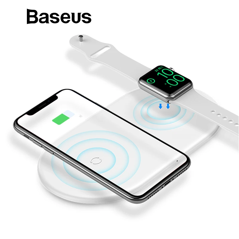 Baseus 2 в 1 Беспроводное зарядное устройство для iPhone X XS Max XR Apple Watch 3 2 зарядное устройство для samsung S8 S9 10 Вт быстрая Беспроводная зарядная площадка
