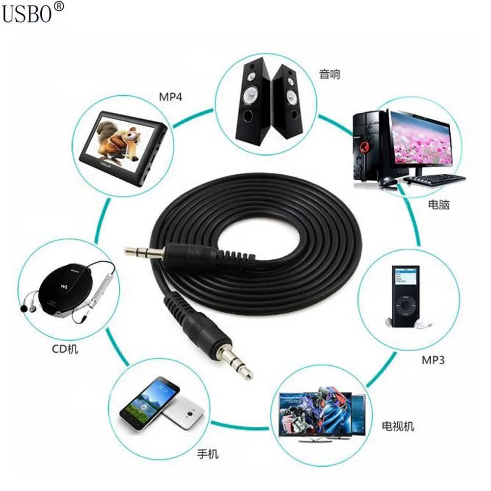 Черный 1 5 м футов MP4 MP3 TV DVD CD компьютерный динамик до части папа 3 мм Стерео AV кабель