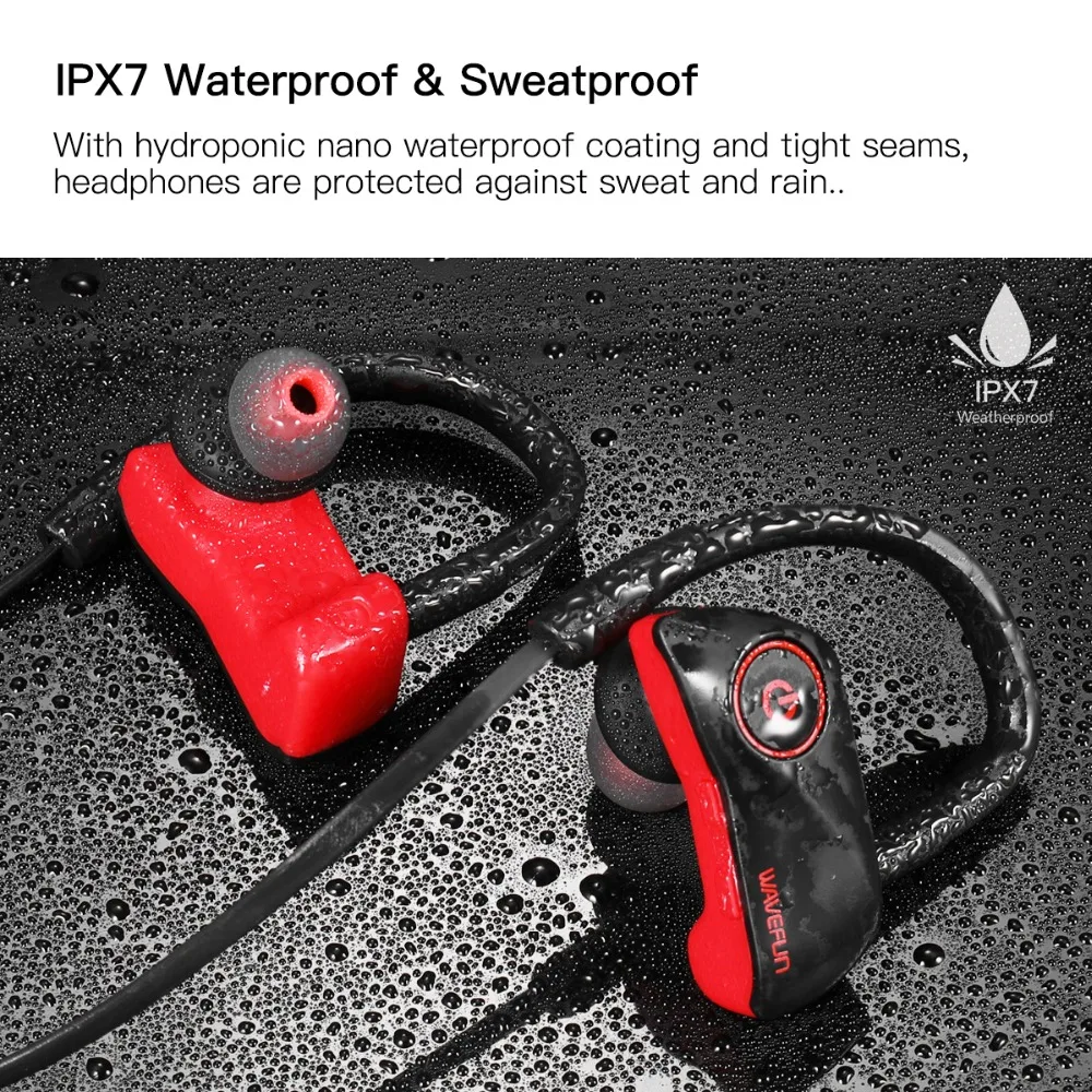Wavefun супер X Беспроводные наушники тяжелый бас стерео с микрофоном IPX7