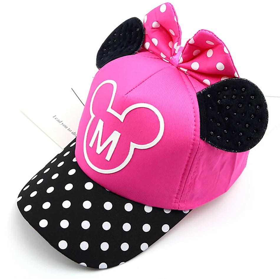 Шляпка для Девочки уши Микки бант узел дети Snapback мальчик демисезонная бейсболка Beanie ведро Кепка s Осень Дети мальчики девочки шляпа от солнца