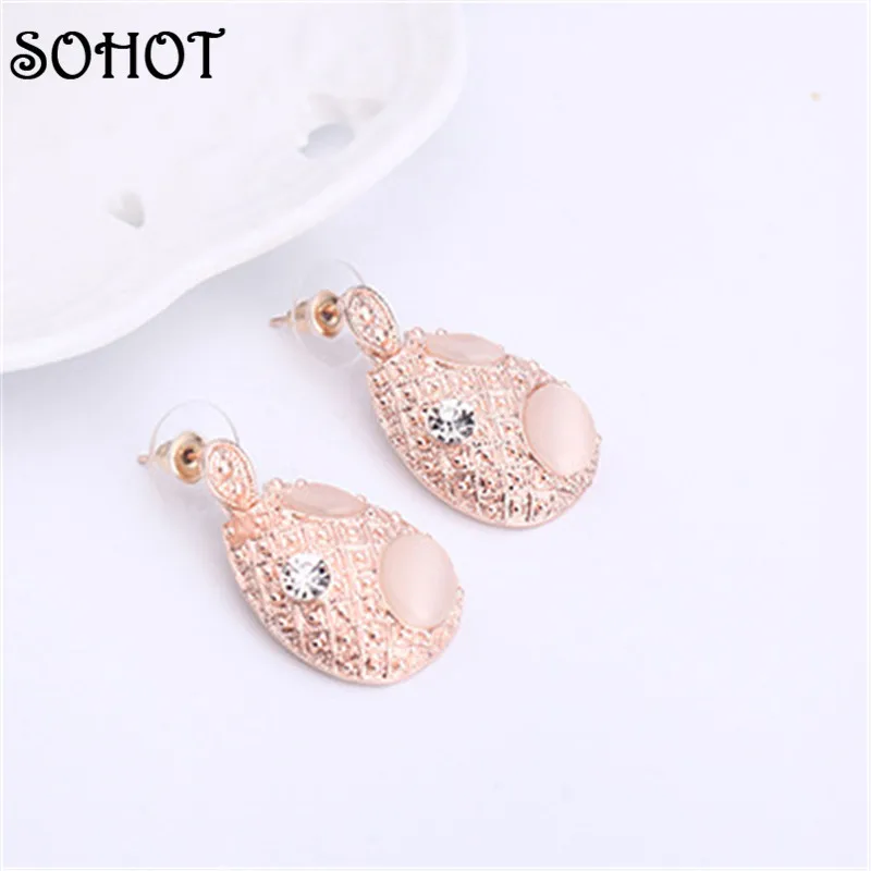 SOHOT элегантные женские серьги-подвески с опалом и кристаллами ожерелье кулоном