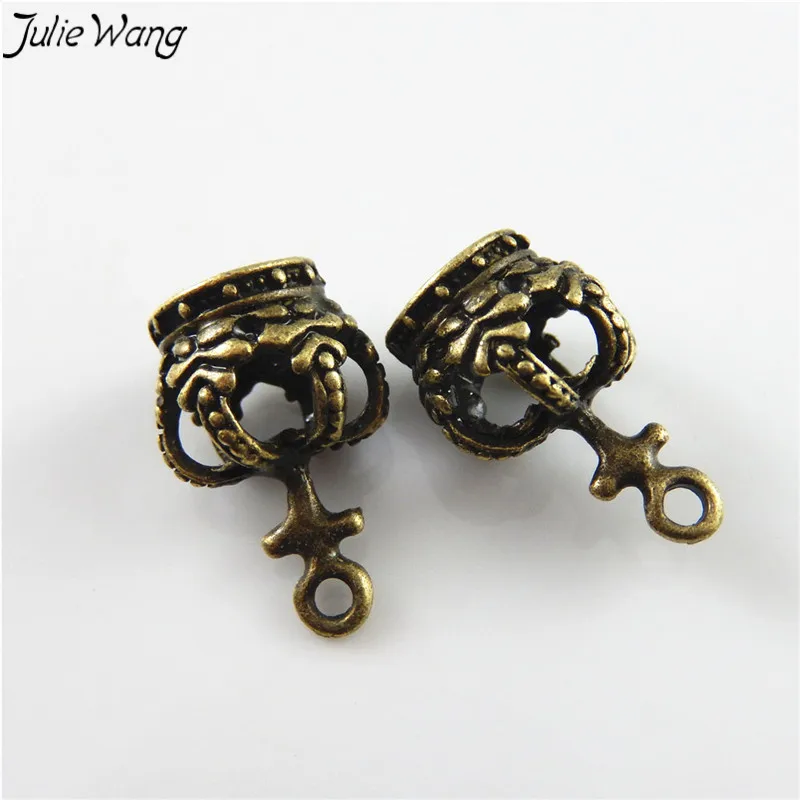 JulieWang 10 шт. античная бронза цинковый сплав 3D Полые Королева Король Королевская