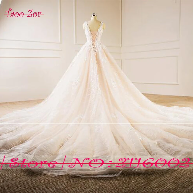 Taoozor почетный Robe De Mariage цветы жемчуг Кружево ТРАПЕЦИЕВИДНОЕ свадебное платье