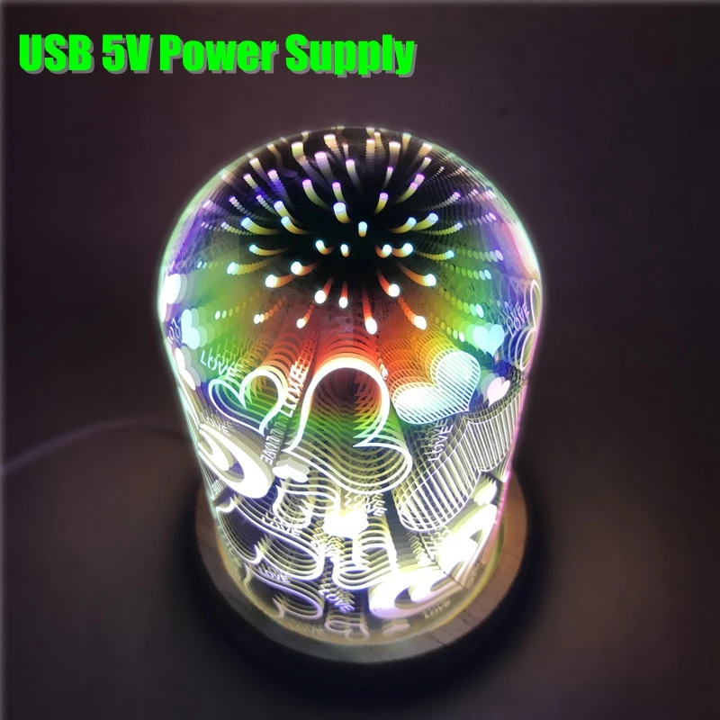 3D магия LED Стекло абажур Ночник USB 5 V атмосфера Спальня Таблица Ночная творческий
