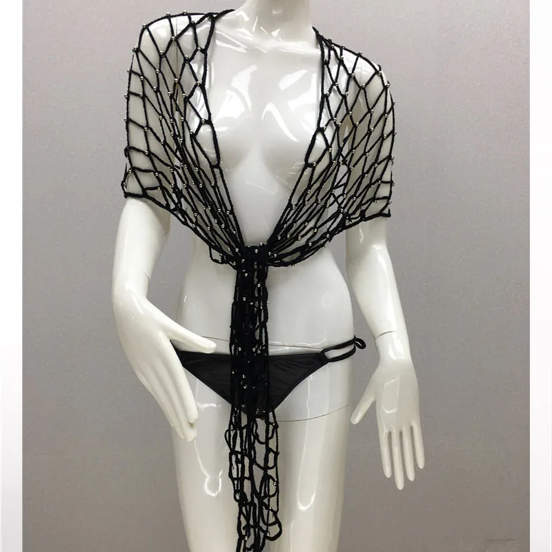 Женское пляжное пончо Ellacey Пляжное Пончо с вырезами вязанная шаль на бретельках