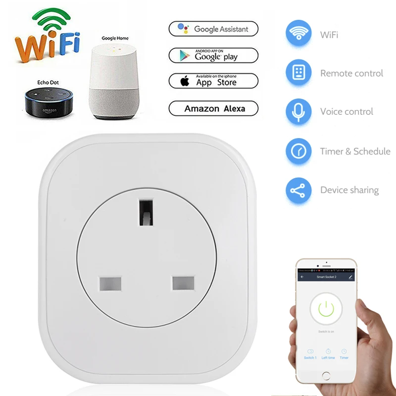 Wi-Fi умная розетка 10А ЕС Великобритания вилка мобильное приложение Дистанционное управление USB умный голосовой переключатель синхронизации работа для Amazon Alexa Google Home IFTTT