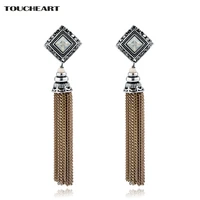 toucheart crystal alloy gold color tassel jewelry gifts fashion yellow geometric statement drop earrings for women ser160109