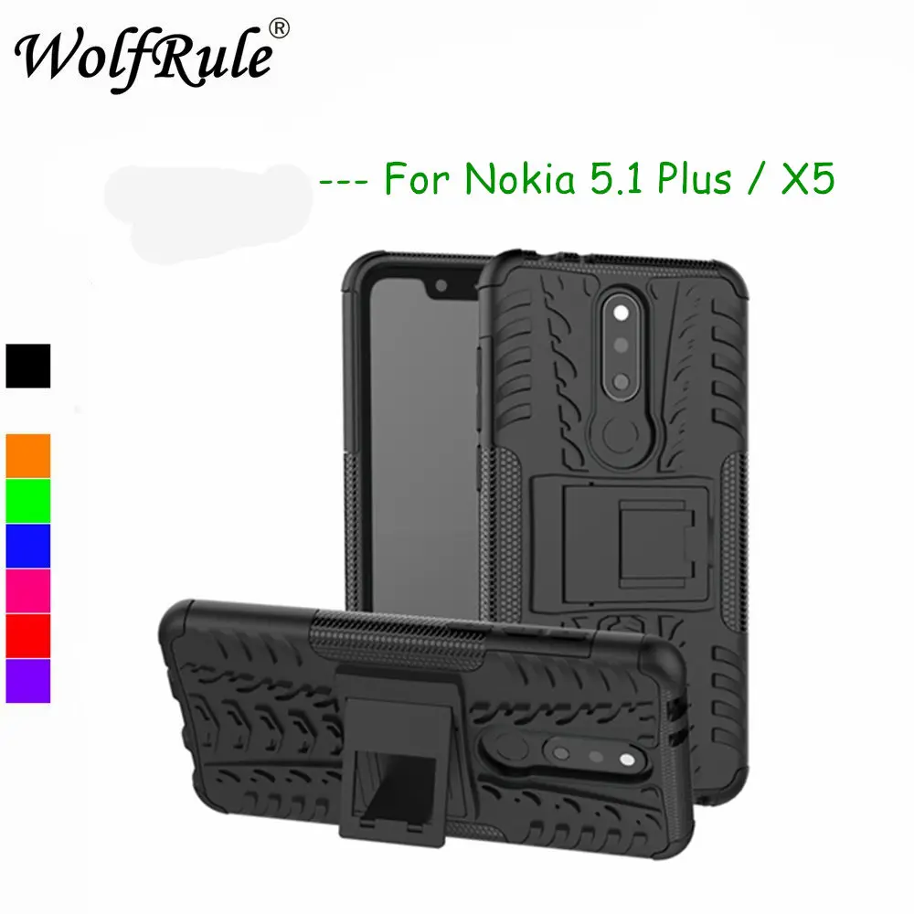 Чехол для Nokia X5 двухслойный защитный силиконовый чехол 5 1 Plus держатель телефона