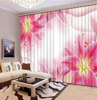 high quality customize size modern pink flower custom curtain fashion decor home decoration for bedroom living room curtain