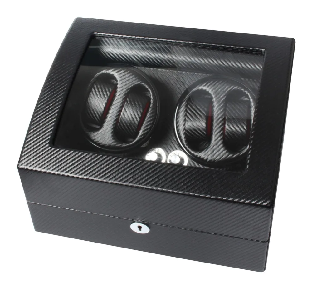 Автоматическая коробка для наматывания часов из черного карбона 4 + 6|automatic watch winder