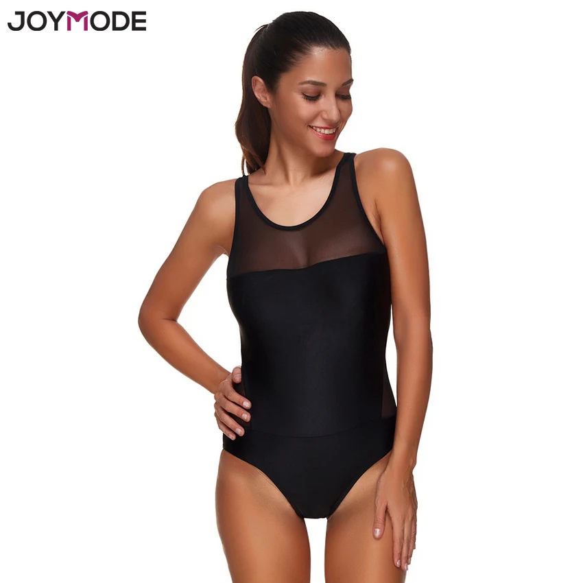 

JOYMODE 2017 One Piece Swimsuit Swimwear Mesh Hollow Out Push Up Women Monokini Bathing Suit Black Bodysuit Sexy Swim Wear