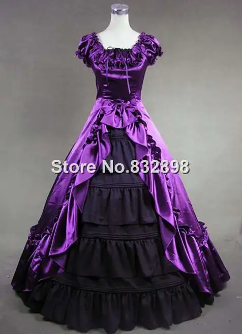 Привлекательное фиолетовое и черное викторианское платье для продажи | Женская