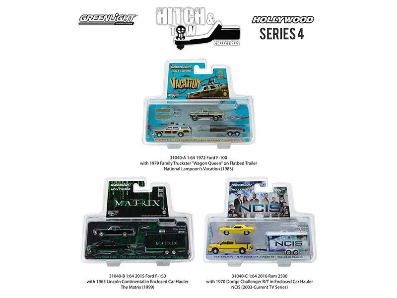 Комплект из 3 предметов GL 1: 64 Голливуд сцепка и эвакуатор серии 4 сплава Модель автомобиля литья под давлением Металл игрушечные лошадки подарок на день