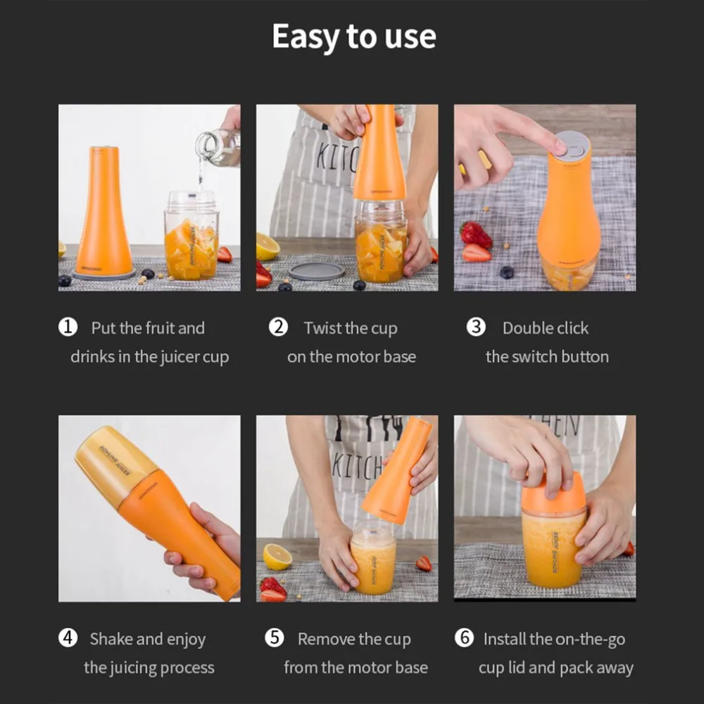 2018 New 350ml Portable Fruit Squeezer USB Charging Juicer Cup Bowling Blender Multifunction Juice Maker Machine | Бытовая техника