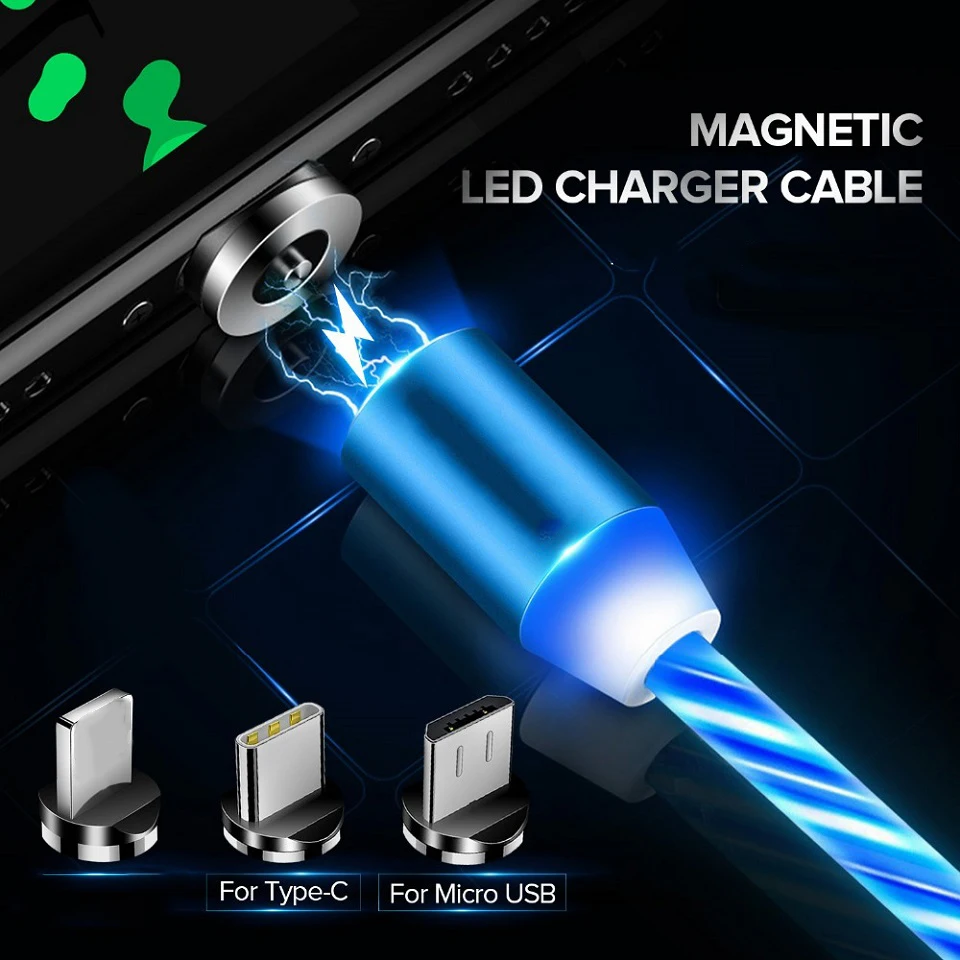 Зарядный кабель Titok со светодиодной подсветкой светящийся Магнитный Micro Usb Type-C