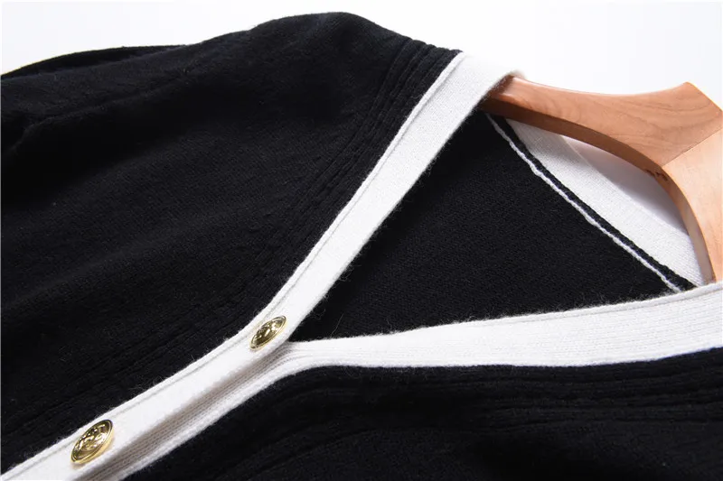 2019 New Autumn And Spring V-Neck Cashmere Sweater Knit Cardigan Wild Female Coat Slim |