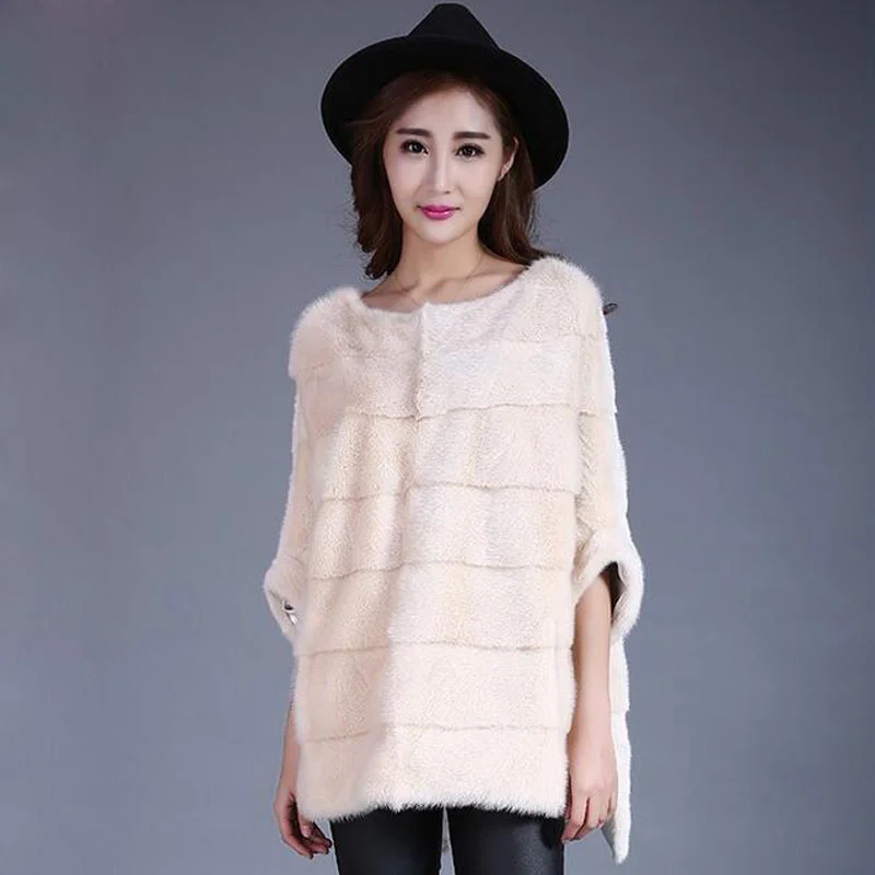 2021 Luxury women 100% natural mink fur jacket brand top quality lady real coat batwing sleeve loose style TU144-053 | Женская одежда