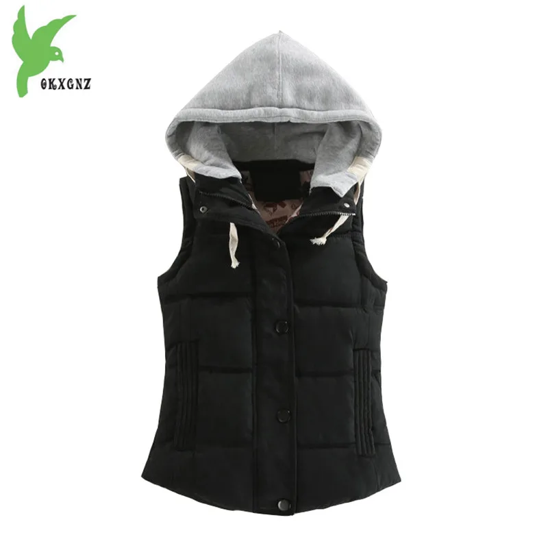 Новинка зимний женский жилет пальто однотонный хлопковый с капюшоном модные