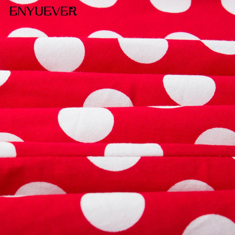 Enyuever Red White Polka Dot Dress Women Clothing Sleeveless 50s Swing Pin Up Vestido Casual Vintage Robe Rockabilly Party | Женская