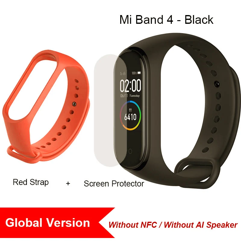 Orange Strap film GL Xiaomi Mi Band 4, Умные часы 135 мАч Цветной экран Bluetooth 5.0 Водонепроницаемый Умный Браслет Heart Rate Fitness Смарт Браслет - Цвет: Orange Strap film GL
