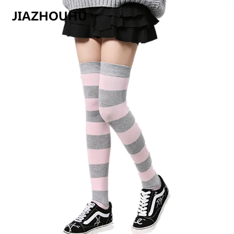 Женские чулки с широкими полосками сексуальные гольфы для школьниц Гольфы выше