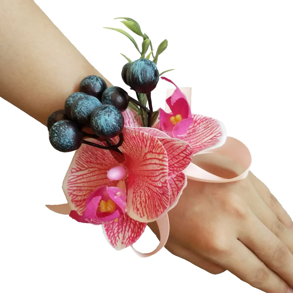 WeddingBobDIY искусственный цветок фаленопсиса жених бутоньерка свадебная на запястье