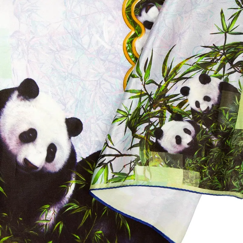 100% квадратный шелковый шарф женский Панда шейный платок маленький 2019 Топ