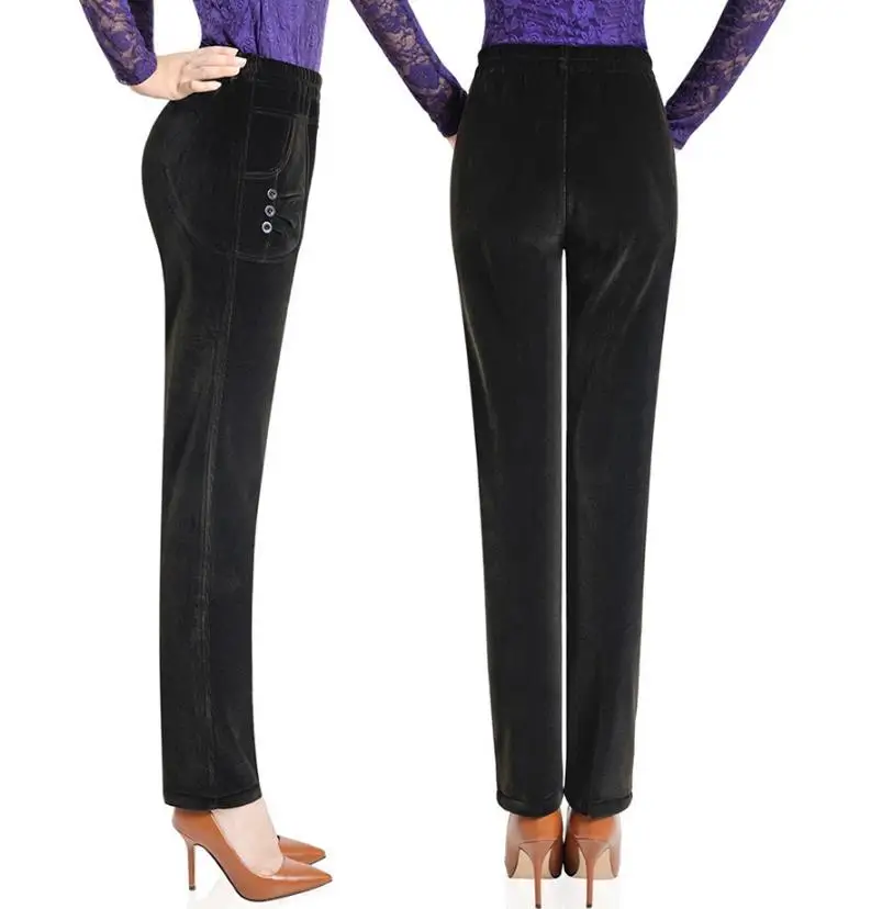 Новые осенние и зимние женские вельветовые брюки плюс бархатные брюки размера плюс 4xl с высокой эластичной талией Прямые брюки