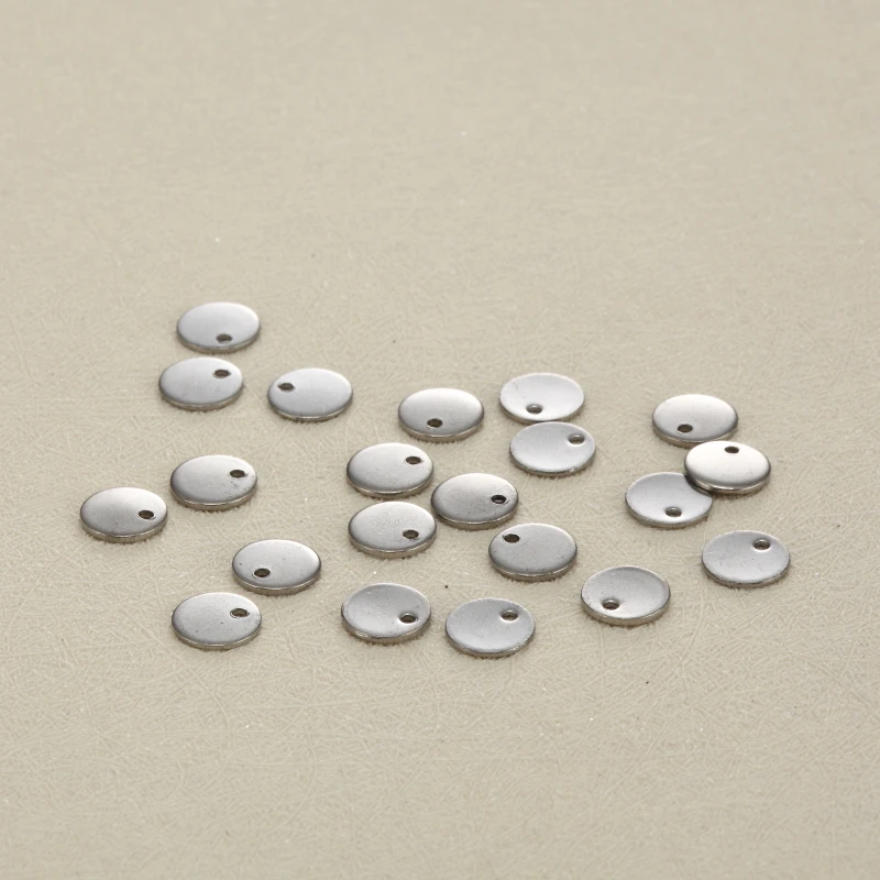 100 шт./лот лазерная гравировка на заказ из нержавеющей стали Charm 8mm круглая бирка