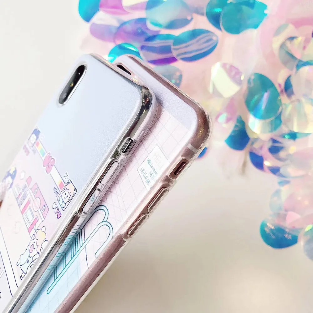Милый корейский ТПУ чехол для iPhone X 8 6 6s 7 Plus задняя крышка модный защитный |