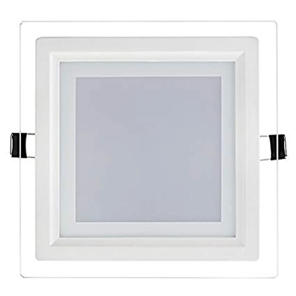 

10pcs AC85-265 12w 18 Watt LED Panel Downlight Square Glass Panel Lights High Brightness Ceiling Recessed Lamps With Adapter