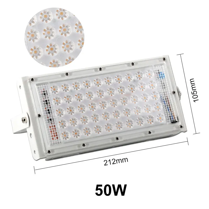Светодиодный прожектор светильник 50W 220V 240V заливающее светильник IP65 Водонепроницаемый наружной стены отражатель светильник ing Сад Квадратный точечный светильник - Испускаемый цвет: 50W White