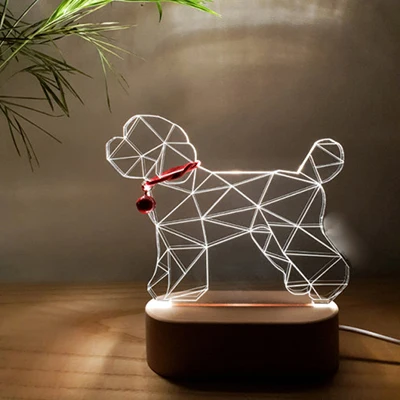 12 Mycyk 3d твердый деревянный подарок usb Ночник подарок домашний День Святого Валентина кошка ходить назад моделирование Шиба ину Такса в форме ночной лампы - Цвет: 12